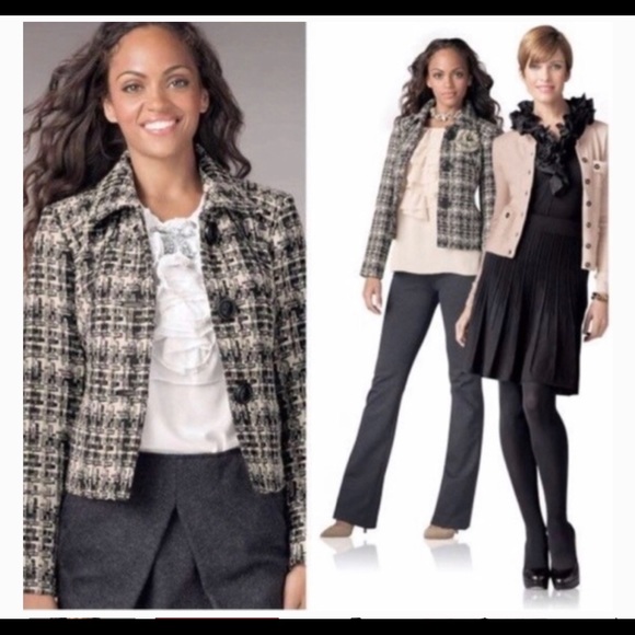 Cabi Corporate Blazer Tweed Black White Style# 630 - Picture 2 of 10